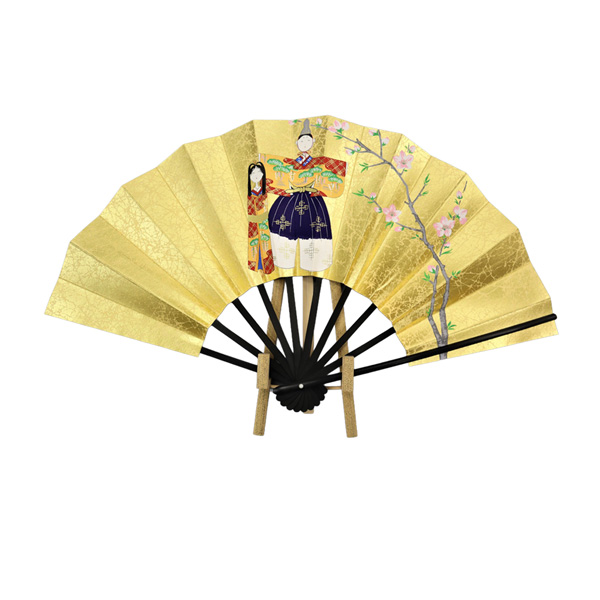 9寸　飾り扇子　「雛人形」　扇立付