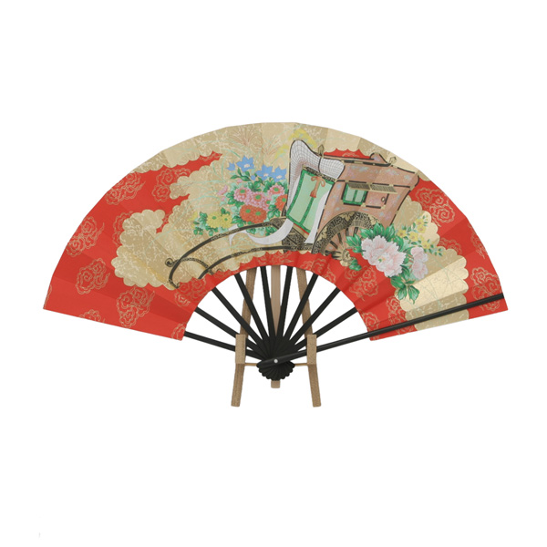 ９寸　飾り扇子　「御所車」扇立付　