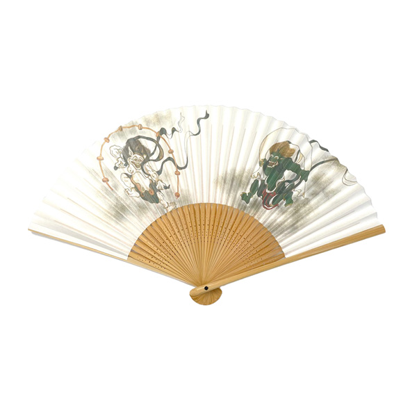 紳士用　白竹扇　風神雷神