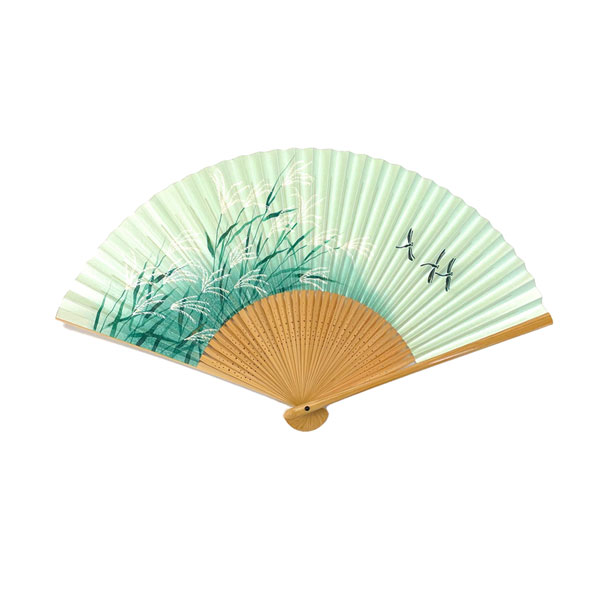 紳士用　白竹扇　すすき蜻蛉