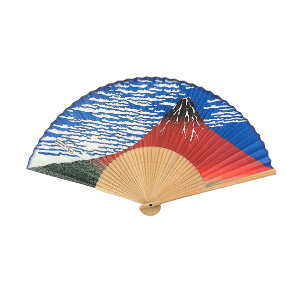 紳士用　白竹扇　赤富士