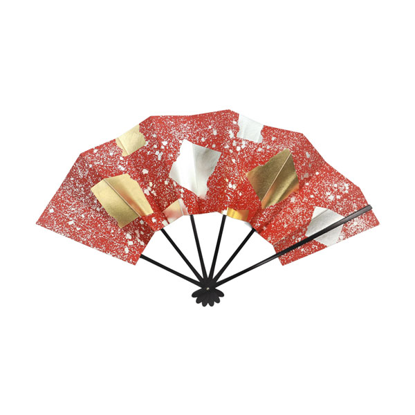 六骨扇 箔散し 赤地 2030-1