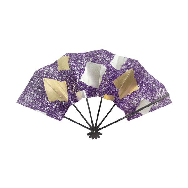 六骨扇  箔散し  紫地  2030-2