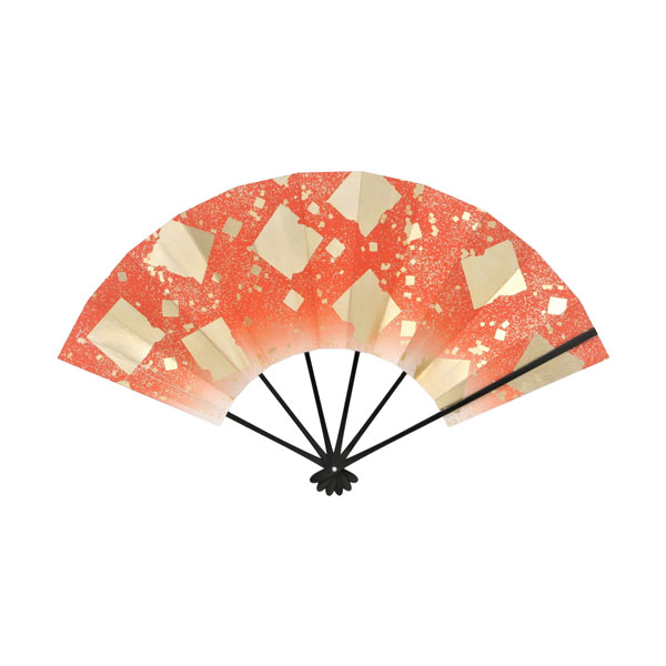 六骨扇 箔散し  朱ボカシ 2030-3