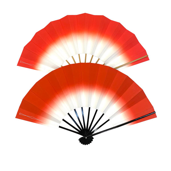 舞扇　白竹　色ボカシ  朱