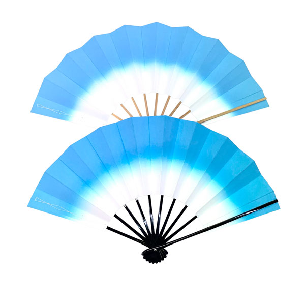 舞扇　白竹　色ボカシ　青