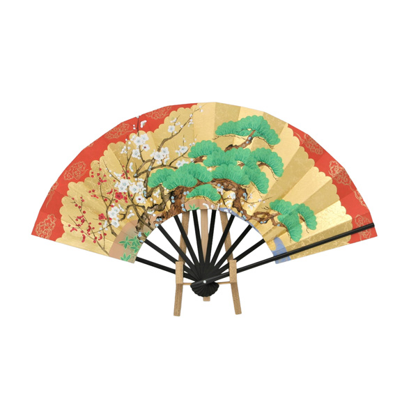 ９寸飾り扇子「松竹梅」扇立付